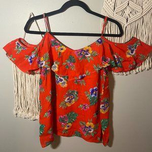 3/$15 Tropical Print Off-the-Shoulder Tank Top